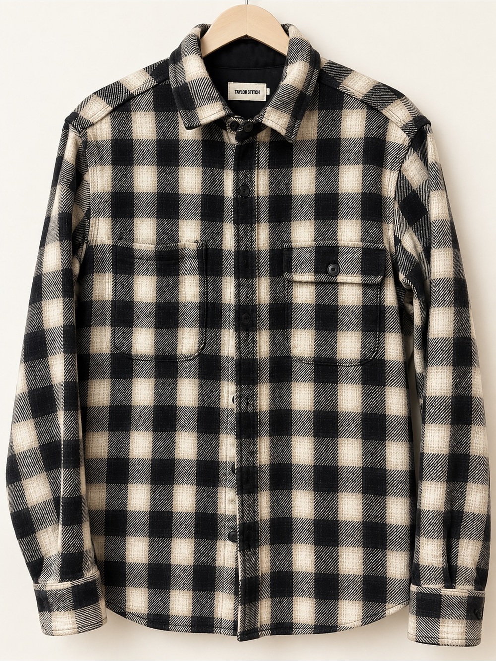 Taylor Stitch Black & Cream Plaid Shirt Jacket